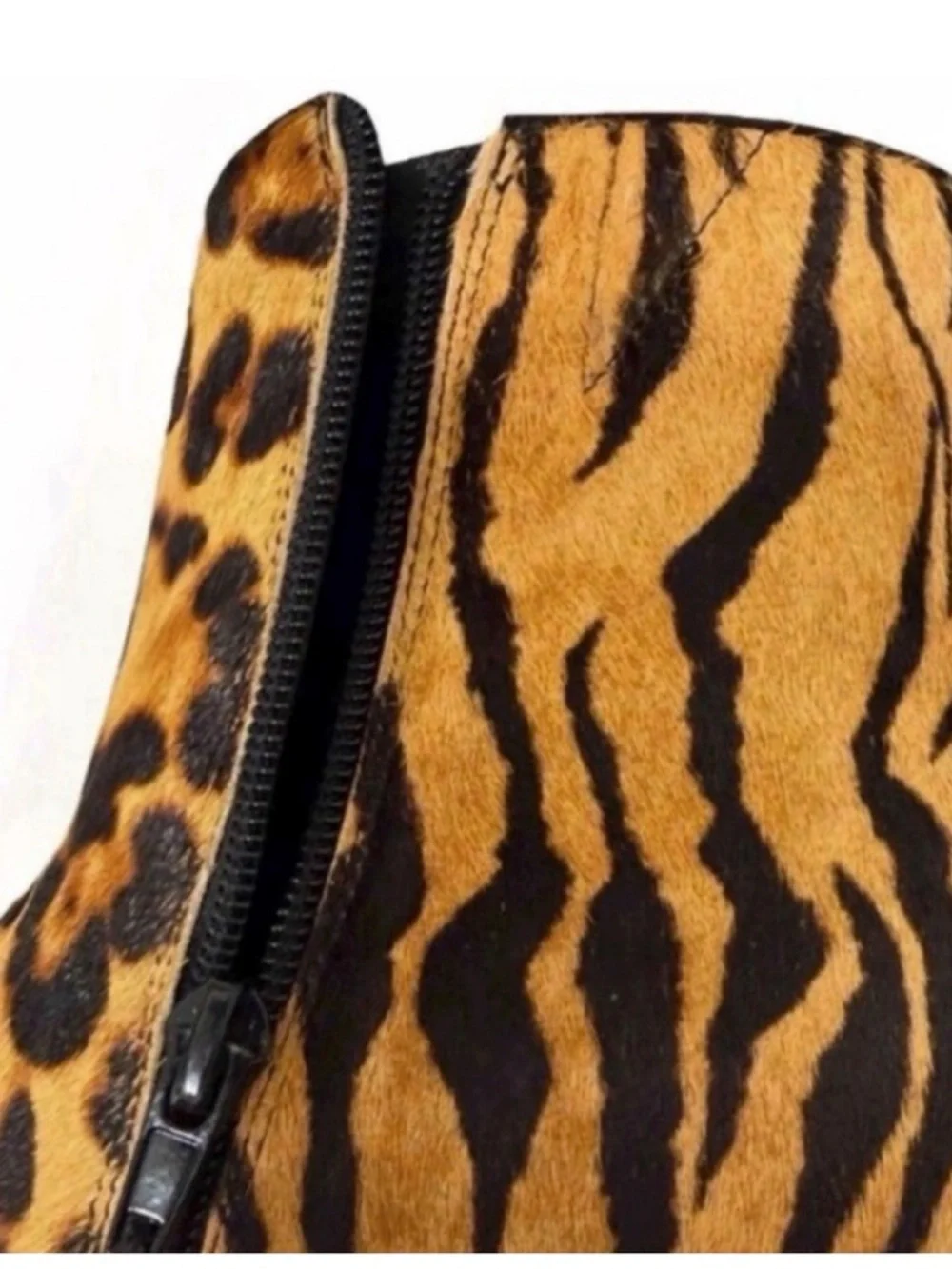 ALDO Wiema Animal Print Calf Hair Pointed Toe High Heel Ankle Boots Size 8 - Picture 5 of 10